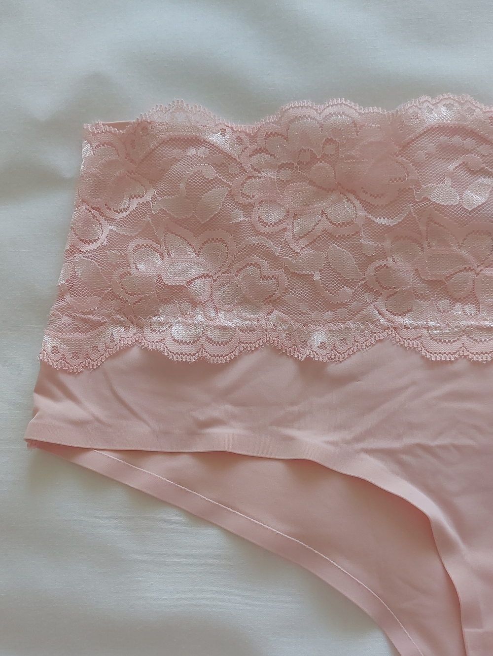 NWOT High-Waist Lace-Trim Hipster Panty - Blush